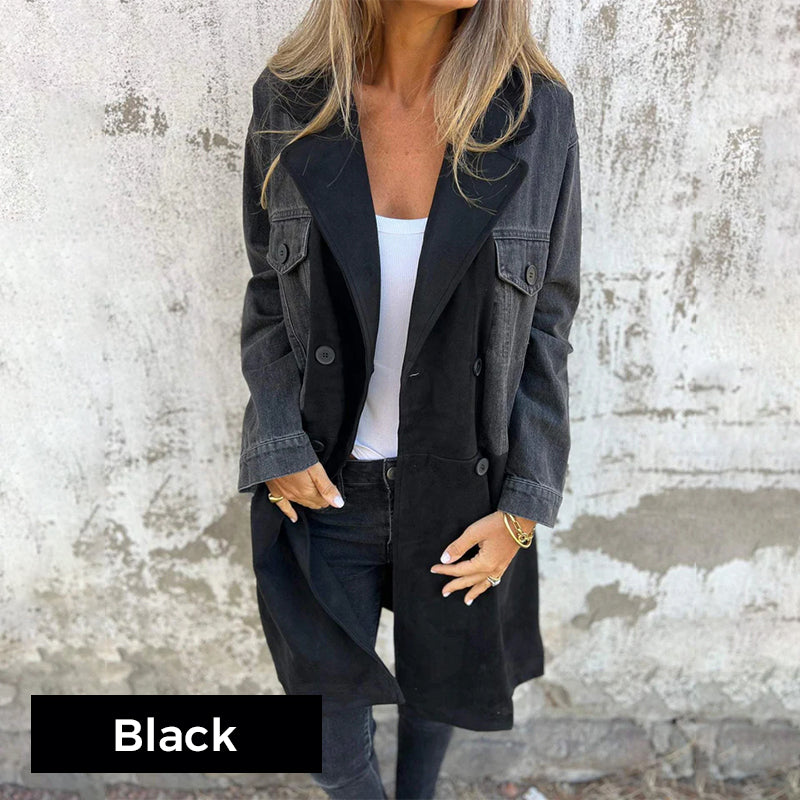 Icone™ LongCoat: Mid-Length Trench Coat With Stylish Collar And Pockets
